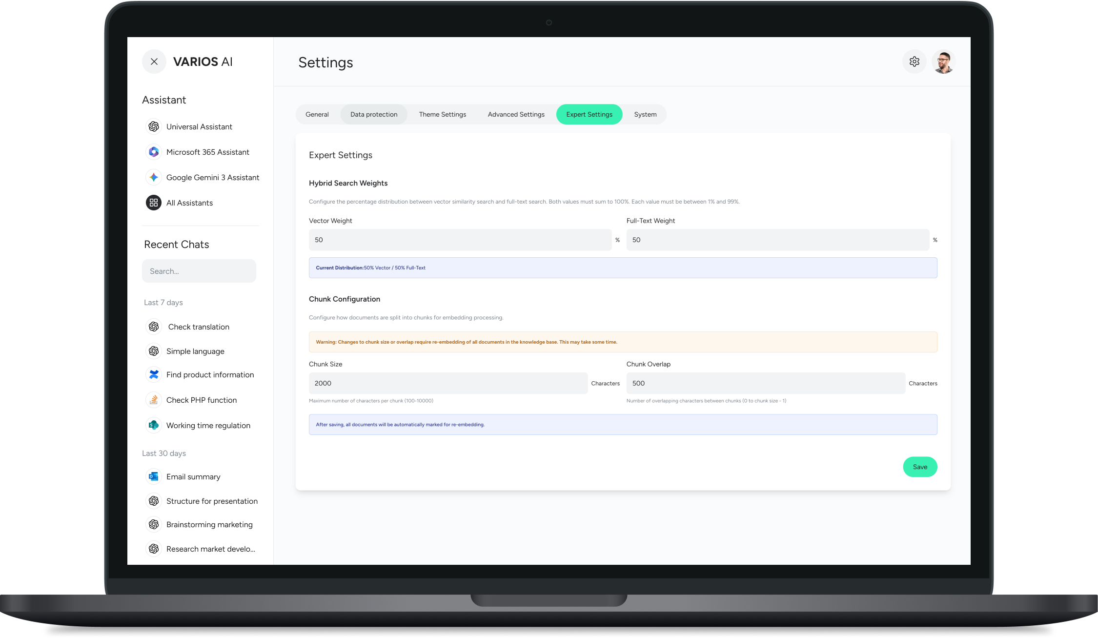 Mockup Light Theme Chunk Größen En