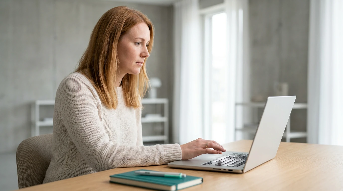 Woman Working On Laptop